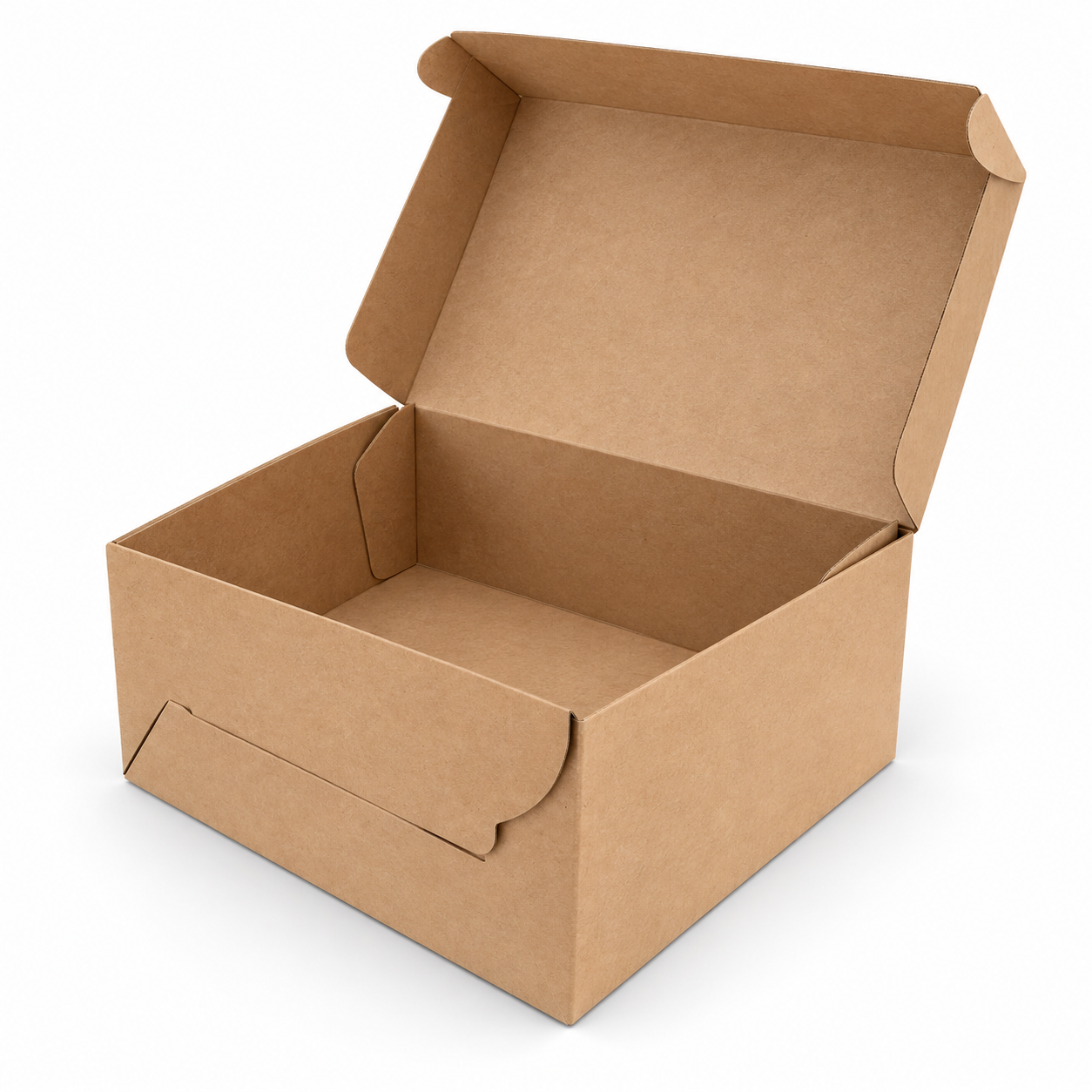 Brown corrugated cake box, view 2