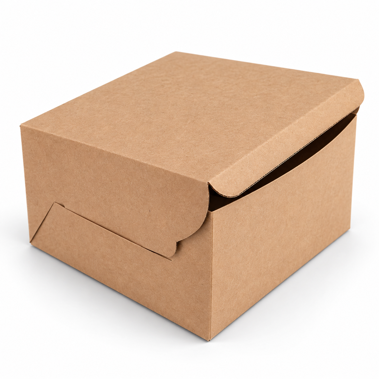 Brown corrugated cake box, view 3