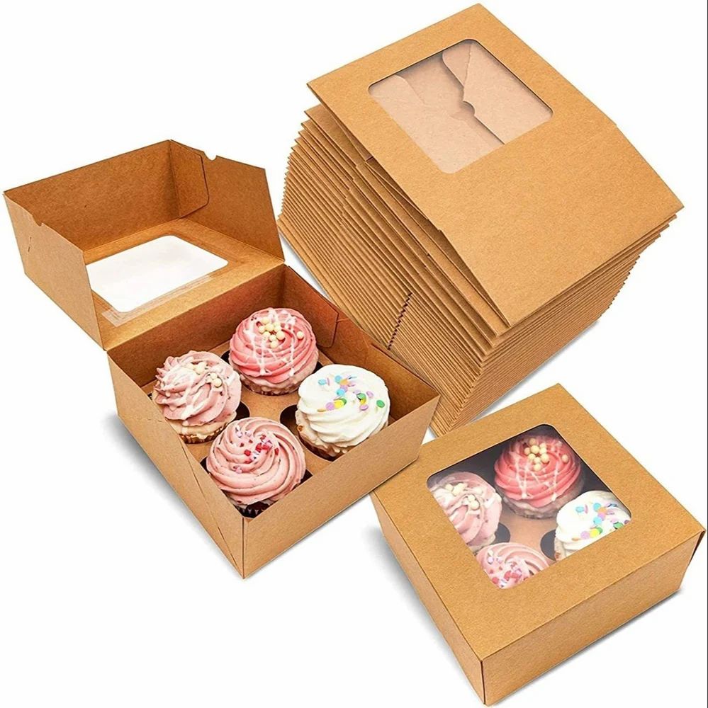 Printed cupcake packaging box, view 2